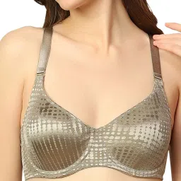 Triumph Green Self Design Under-Wired Full Coverage Minimizer Bra image 4