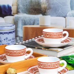 Cello White Opalware Cup & Saucer - Set of 6-17