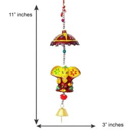 eCraftIndia Multicolor Assorted Handcrafted Lord Ganesha Wall Hangings With Bells - Set of 4 image 4