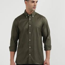Tommy Hilfiger Army Green Cotton Regular Fit Shirt-picture-5