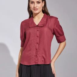 Latin Quarters Maroon Viscose Regular Fit Top-image-31