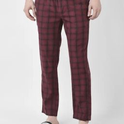 Crimsoune Club Maroon Regular Fit Check Cotton Lounge Pants-image-20