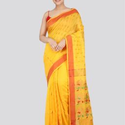 Pinkloom Yellow & Red Woven Saree With Unstitched Blouse-picture-18