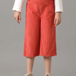 Under Fourteen Only Kids Orange Cotton Slim Fit Full Sleeves Trouser-image-73