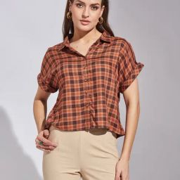 Latin Quarters Brown Viscose Regular Fit Top-image-33