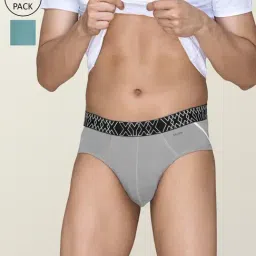 XYXX Opal Grey & Atlas Blue Cotton Regular Fit Printed Briefs - Pack Of 2-image-77