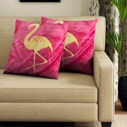 HOUZZCODE Pink Set of 2 Ethnic Motifs Square Cushion Covers image 1