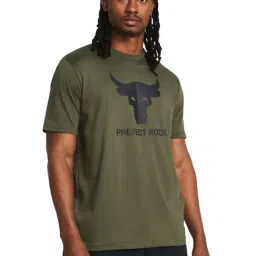 Under Armour Green Cotton Slim Fit Printed T-Shirt-picture-1