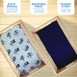 Bodycomfy Navy Blue & Blue Cartoon Characters 400 TC 2 Crib Bedsheet with Pillow Covers-image-4