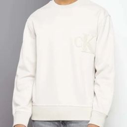Calvin Klein Eggshell Relaxed Fit Logo Printed Sweatshirt-image-18