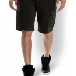 Celio* Noir Regular Fit Cargo Shorts-image-67