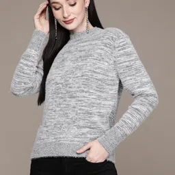 aarke Ritu Kumar Women Grey & White Striped Pullover-44
