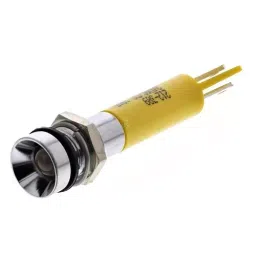 RS PRO Yellow Panel Mount Indicator, Mounting Hole Size 8 mm, Termination Type Solder Tab, IP Rating IP67, Model No 212389-14