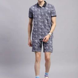Monte Carlo Navy Blue Regular Fit Printed Co-Ord Set-image-35