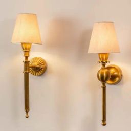 Whispering Homes Elysian Brass Wall Sconce - Fabric Shade-image-88