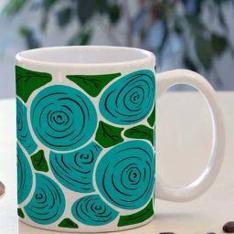 Nestroots White & Turquoise Stoneware Pinwheel Coffee Mug (0.325 L)-28