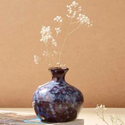 Fabindia Home Neer Brown & Blue Ceramic Round Table Vase-image-27