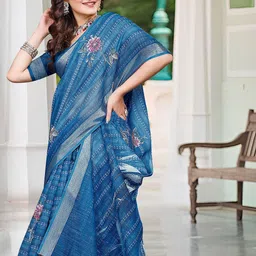 Anouk Floral Linen Blend Saree-48