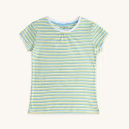Pantaloons Junior Yellow & Blue Cotton Striped T-Shirt-picture-32