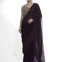 Jaipur Kurti Purple Embroidered Saree With Unstitched Blouse-image-37
