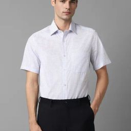 Men White Classic Fit Check Half Sleeves Formal Shirt-6