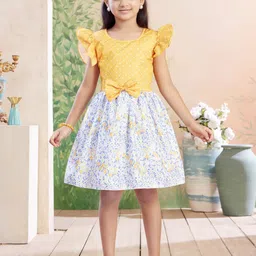 BAESD Girls Floral Printed Flutter Sleeve Fit & Flare Dress-picture-17