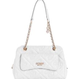 GUESS White MARIEKE Quilted Medium Girlfriend Shoulder Bag-21