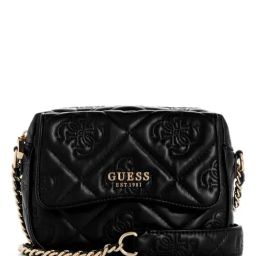 GUESS Jet Black MARIEKE Quilted Medium Camera Bag-2