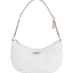 GUESS White MARIEKE Quilted Medium Hobo Bag-image-70