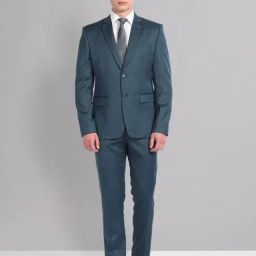 AD by Arvind Teal Green Regular Fit Notch Lapel Two Piece Suit-image-98