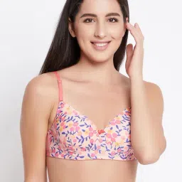 Clovia Pink Printed Full Coverage Padded T-Shirt Bra-image-10