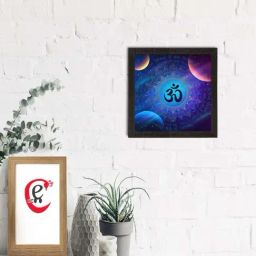 eCraftIndia Blue Om Symbol Satin Matt UV Art Painting-48
