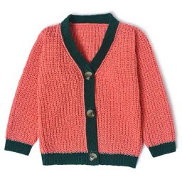 MiArcus Kids Coral Self Design Full Sleeves Cardigan-53