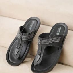 Aerowalk Men's Black T-Strap Sandals-picture-47
