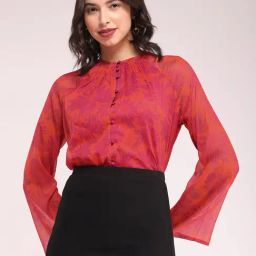 Fablestreet Orange & Pink Printed Top-image-55
