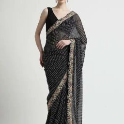 Jaipur Kurti Black Embroidered Saree With Unstitched Blouse-picture-16