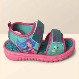 Kidsville Barbie Printed Teal Blue & Pink Floater Sandals-image-65