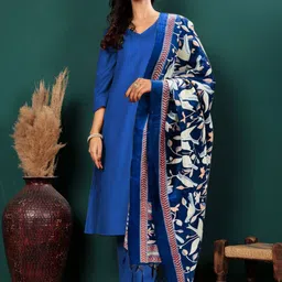 AADVIKA V-Neck Straight Kurta With Trouser & Dupatta-picture-50
