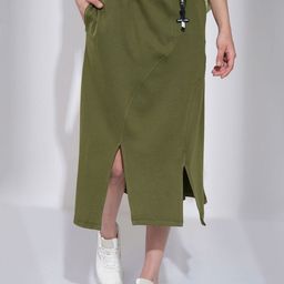 Tokyo Talkies A-Line Midi Front Slit Skirt-11