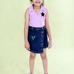 KiddoPanti Cropped Sleeveles T-Shirt With Skorts Clothing Set-image-99