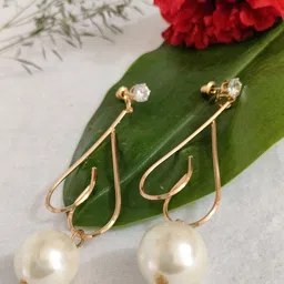 Soniya Crafts Gold-Plated Stones Studded & Pearls Beaded Contemporary Korean Drop Earrings-image-23