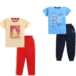 Todd N Teen Boys Pack Of 2 Printed Pure Cotton T-Shirts With Joggers-image-36