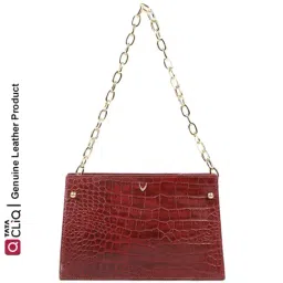 Hidesign Red Textured Medium Sling Handbag-23