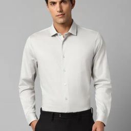 Louis Philippe Permapress Grey Cotton Slim Fit Shirt-picture-43