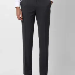Van Heusen Grey Slim Fit Self Pattern Trousers-image-26