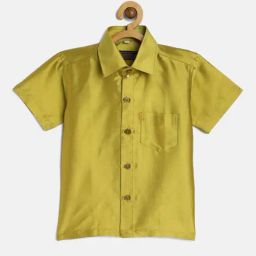 THANGAMAGAN Kids Lime Green Solid Shirt-image-74