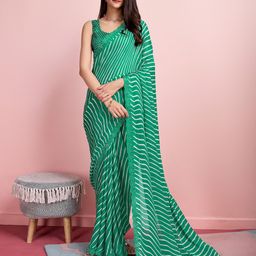 HERE&NOW Leheriya Sequinned Pure Chiffon Saree-image-34