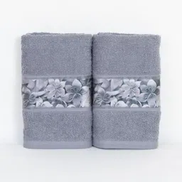 Myntra Elegant Homes 2-Pcs Grey & White Printed 450 GSM Hand Towel-image-48