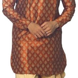 House of Aqss Men Printed Regular Dupion Silk Kurta with Dhoti Pants-picture-38