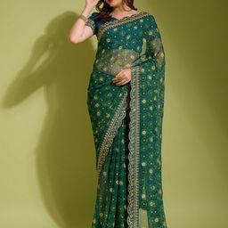 Thishma Ethnic Motifs Embroidered Pure Chiffon Saree-40